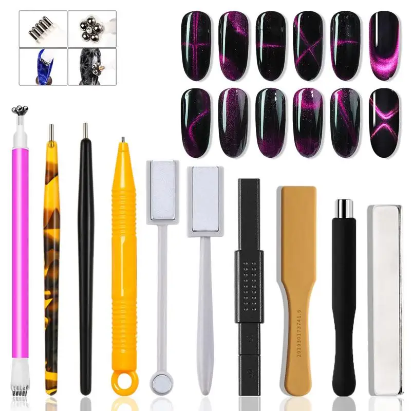 Magnetic Nail Art Stick Magnetic Pen Cat Eye 9D Effect Strong Plate UV Gel Line Strip Nail Art Tools DIY Manicure