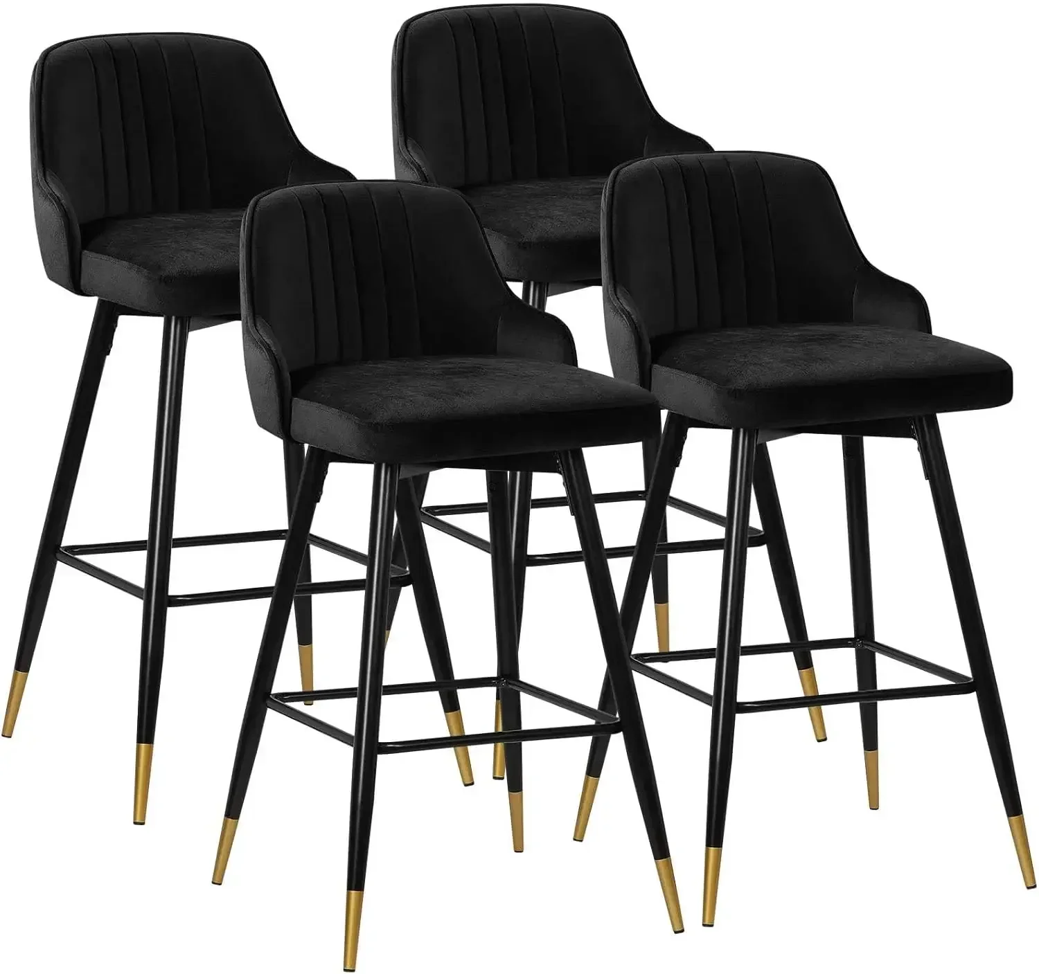 Bar Stools Set of 4, 25.6" Seat Height Bar Chairs,Swivel Barstools Counter Height Bar Stools with Back,Modern Velvet Upholstered