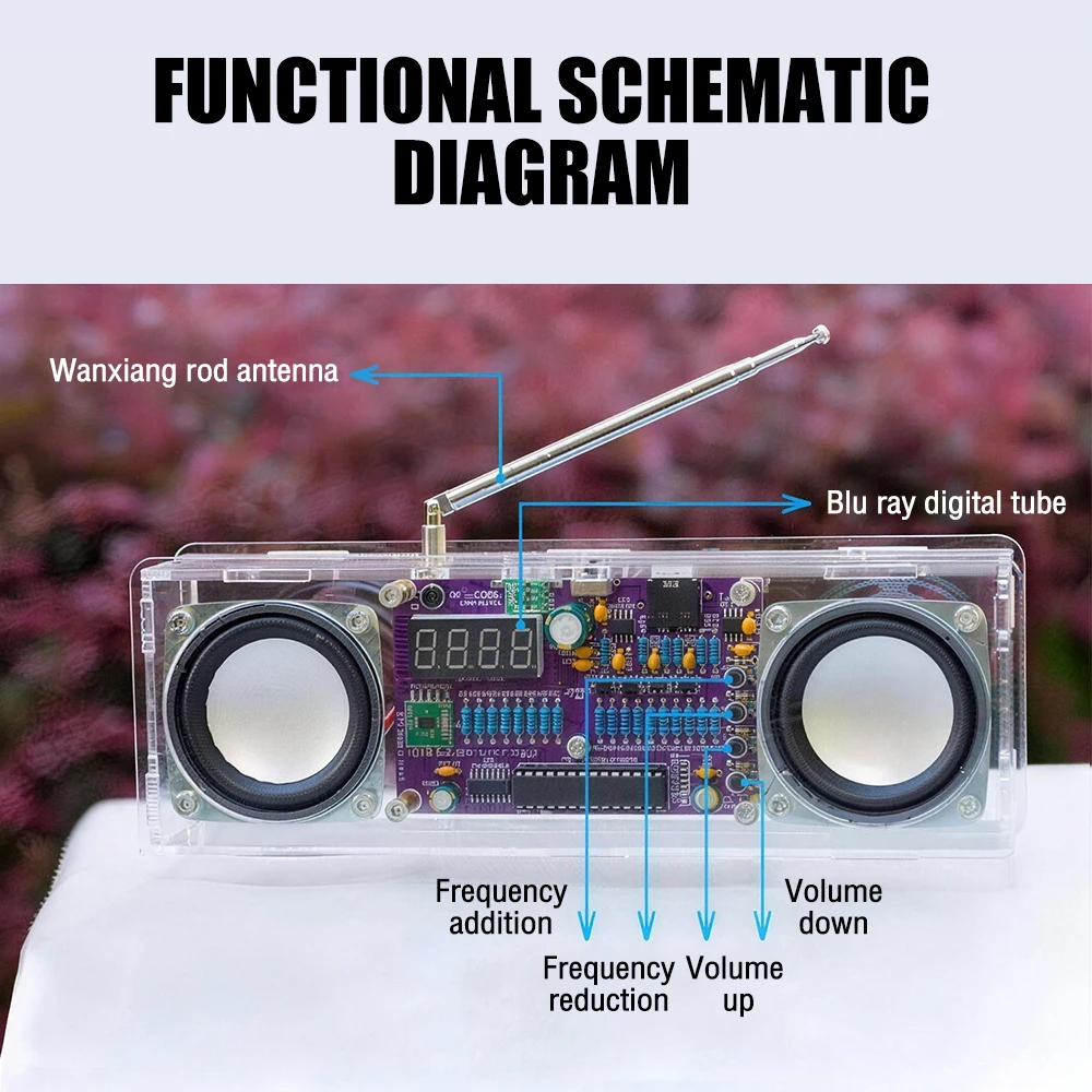 DIY Electronic Radio Kit with LCD Display & Type-C Charging