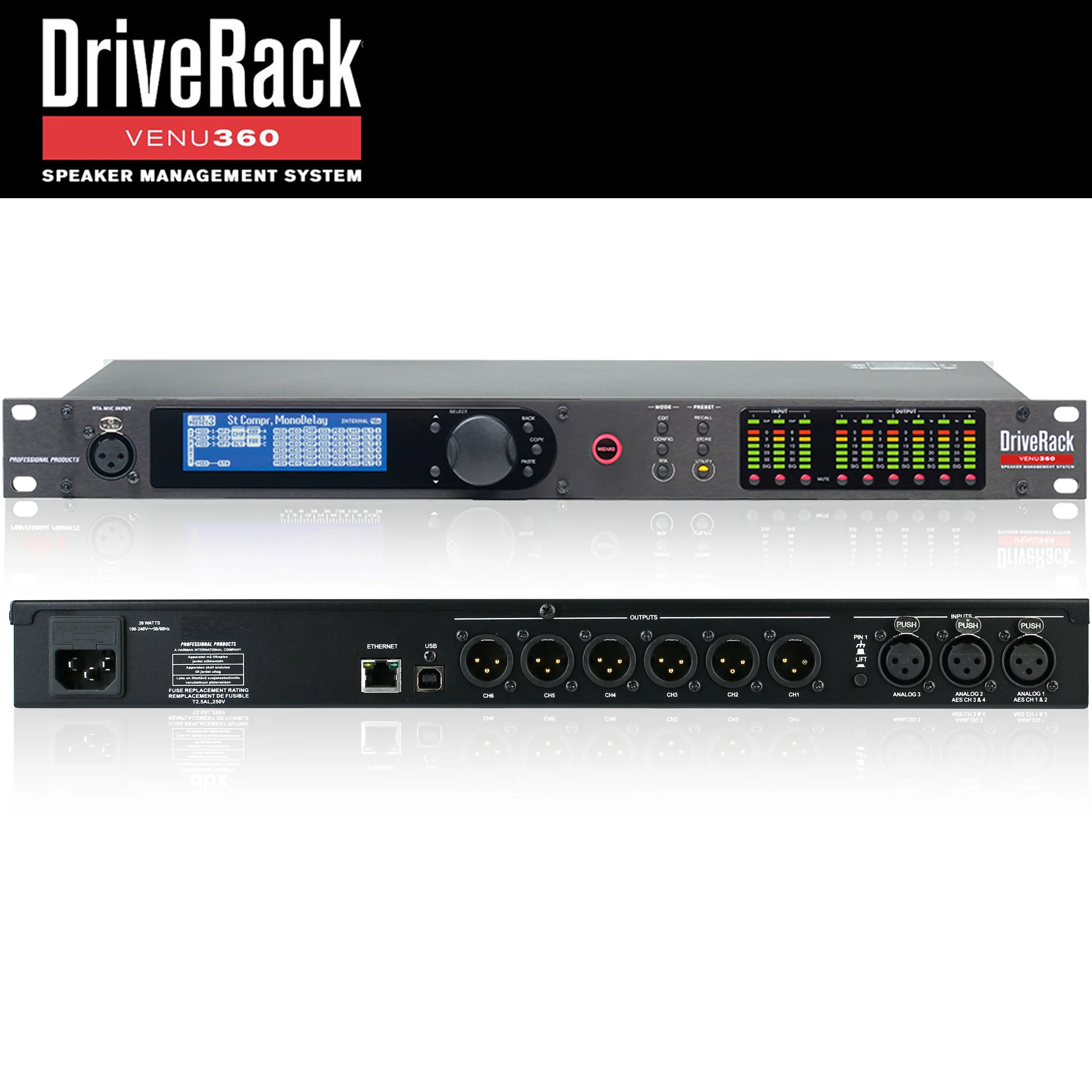 VENU360 3 Input 6 Output Stage Pro Audio Processor Original Software Audio Driver Rack Complete Speaker Management System audio processor