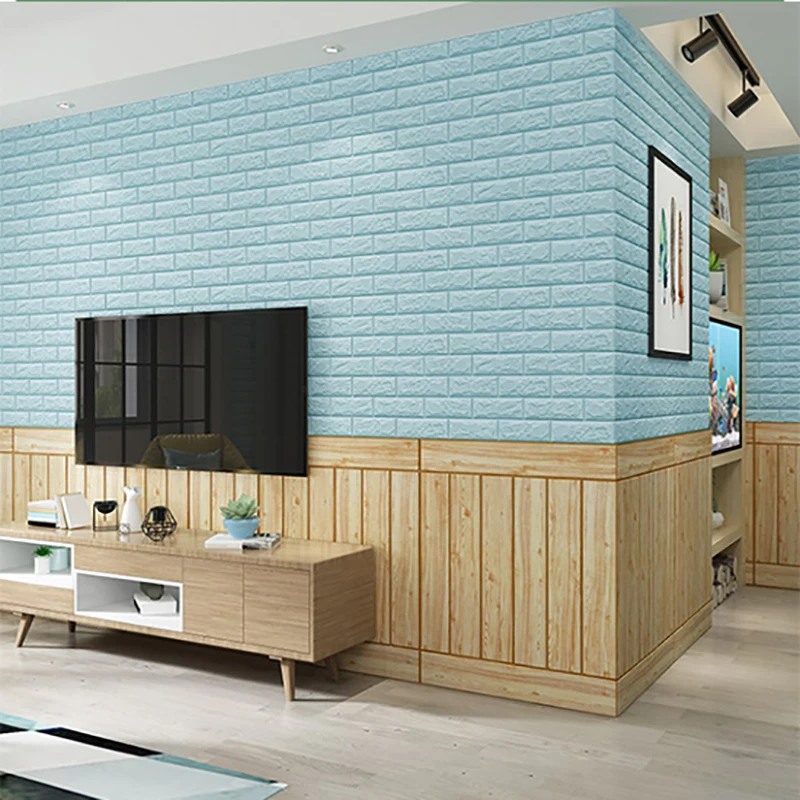 70cm*1m 3D Brick DIY Waterproof Pattern Wall Panels Wallpaper for Living Room Bedroom Kitchen Background Wall Decoration