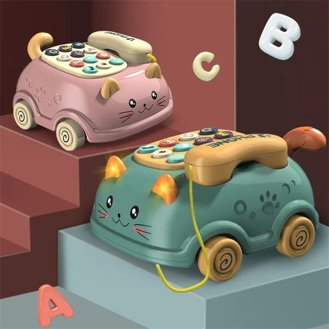 Jouets de téléphone Musical 3 en 1 pour bébé, jouet d'apprentissage interactif pour tout-petits avec lumières, histoire téléphonique pour chat, éducation précoce, cadeau Montessori 1
