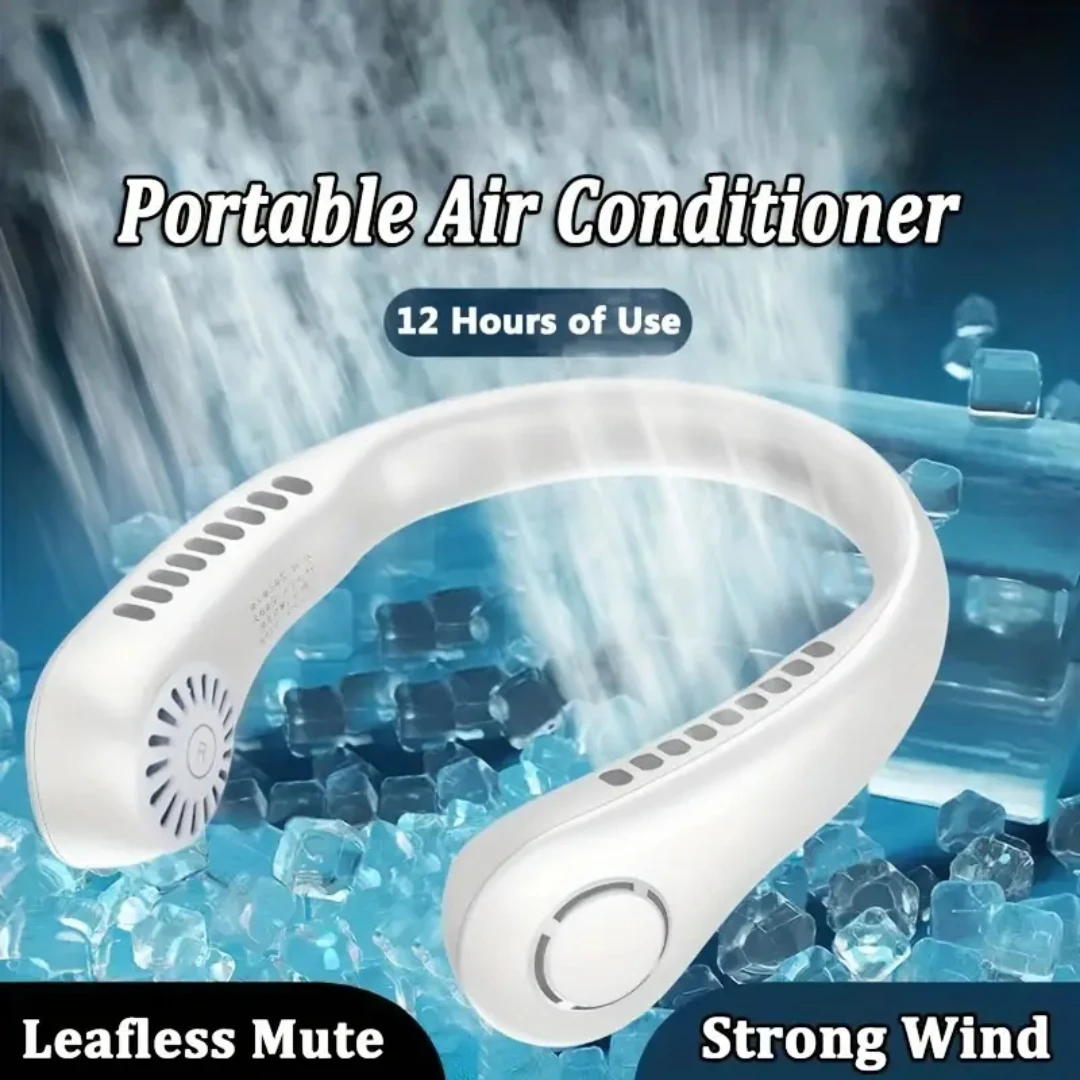 1pc Rechargeable Portable Neck Fan - Bladeless Personal Fan For Outdoor Sports - Hands-Free Cooling Solution