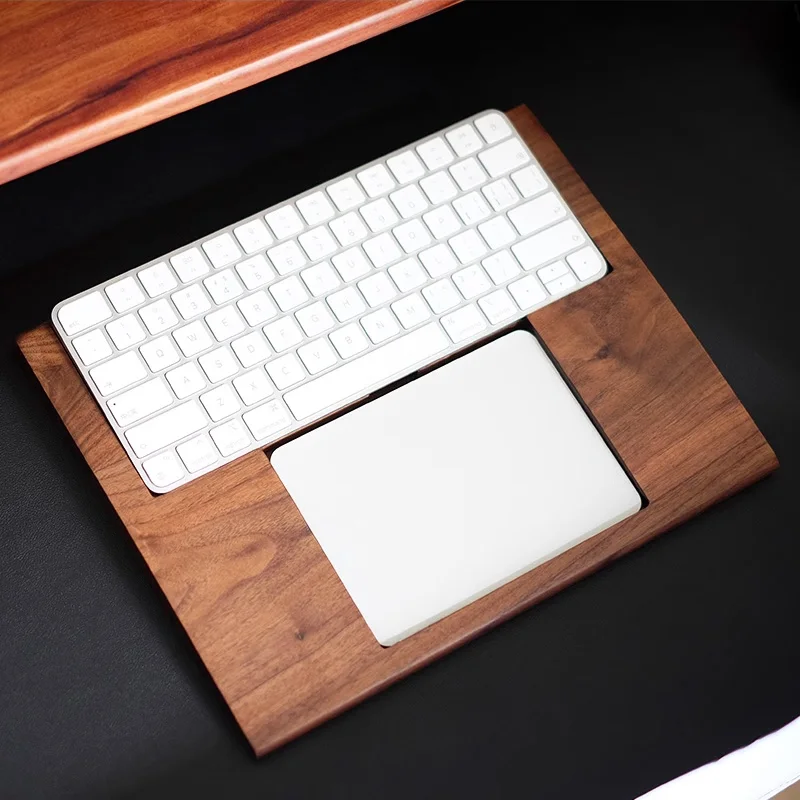 2 In 1 Walnut Solid Wooden Tray Palm Rest For Apple Magic Keyboard 