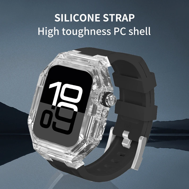 Luxury Transparent Modification Kit Case for Apple Watch with Silicone Strap