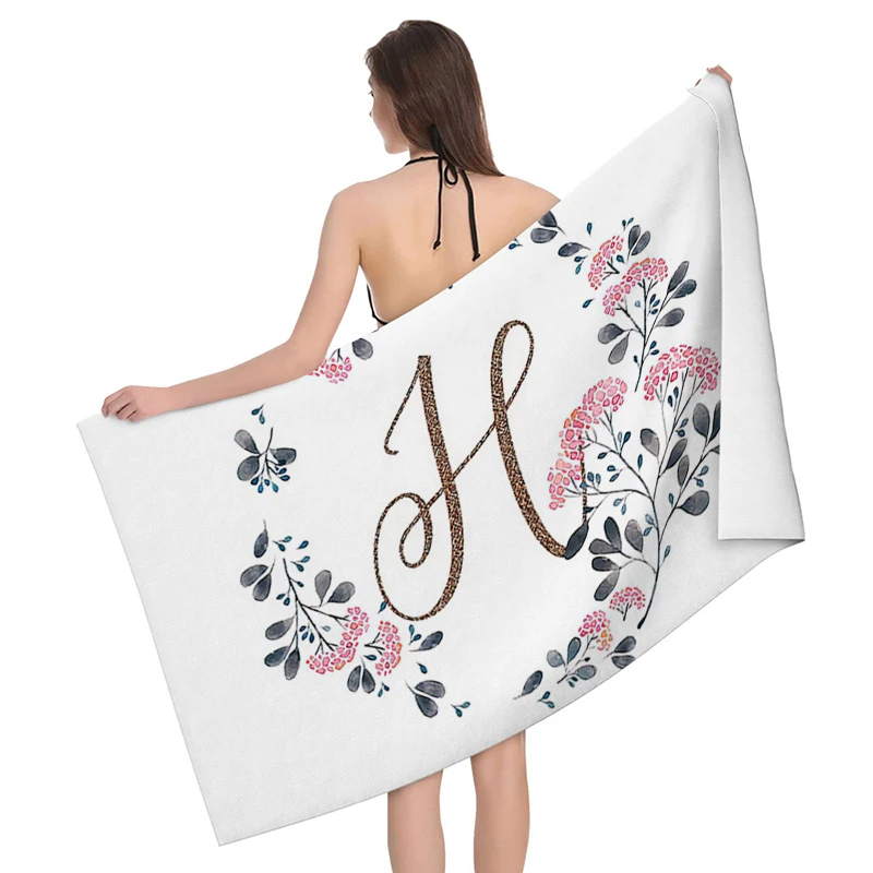 Home bath towels for the body towels bathroom letters and flower quick drying microfiber beach towel man and women large sports 6
