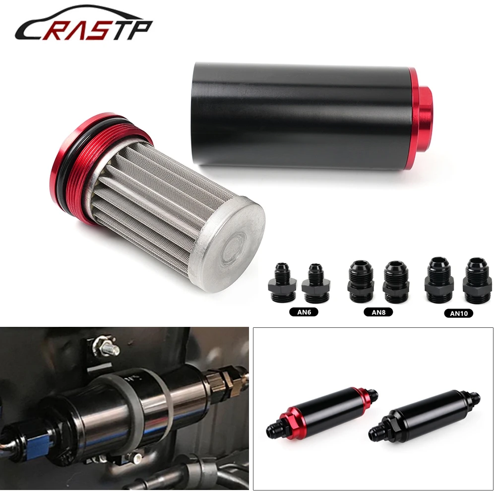 Racing Inline Fuel Filter Aluminum 44MM 60 Micron/ 50MM 100 Micron