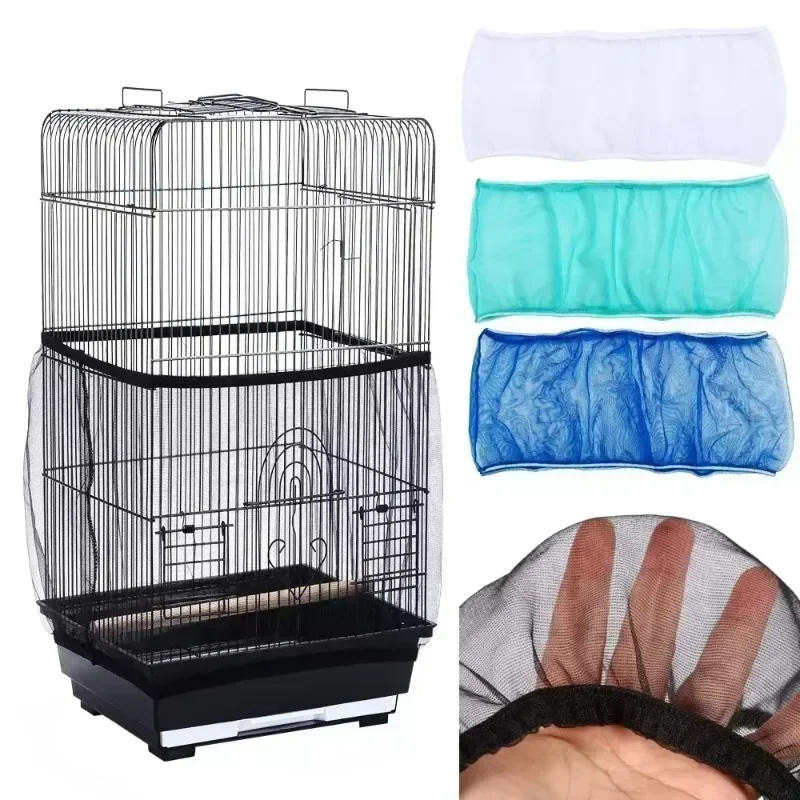 Bird Cage Cover Receptor Seed Guard Nylon Mesh Bird Parrot Cover
