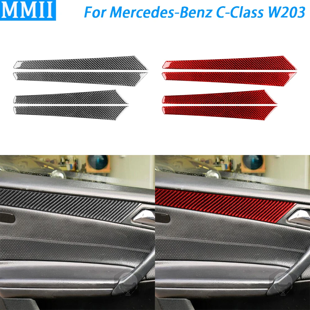 

Внутренняя Панель Двери из углеродного волокна для Mercedes-Benz C-Class W203 2005-2007, отделочная крышка автомобиля, аксессуары для украшения интерьера, наклейка