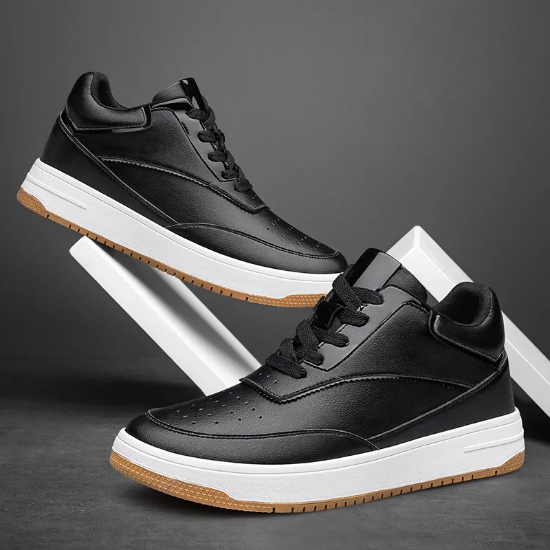 Men Genuine Leather Casual Shoes Men Sneakers Man White Shoes Comfortable Platform Male Footwear Height Increase 6/8/10CM Insole 3