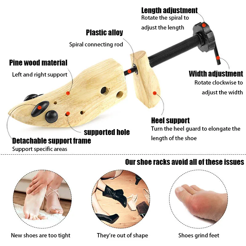 Shoe Stretcher 1/2Pcs Women and Men's Shoe Widener-Wooden Expander for Wide Feet Bunions or Calluses Wooden Stretcher shoe stretcher