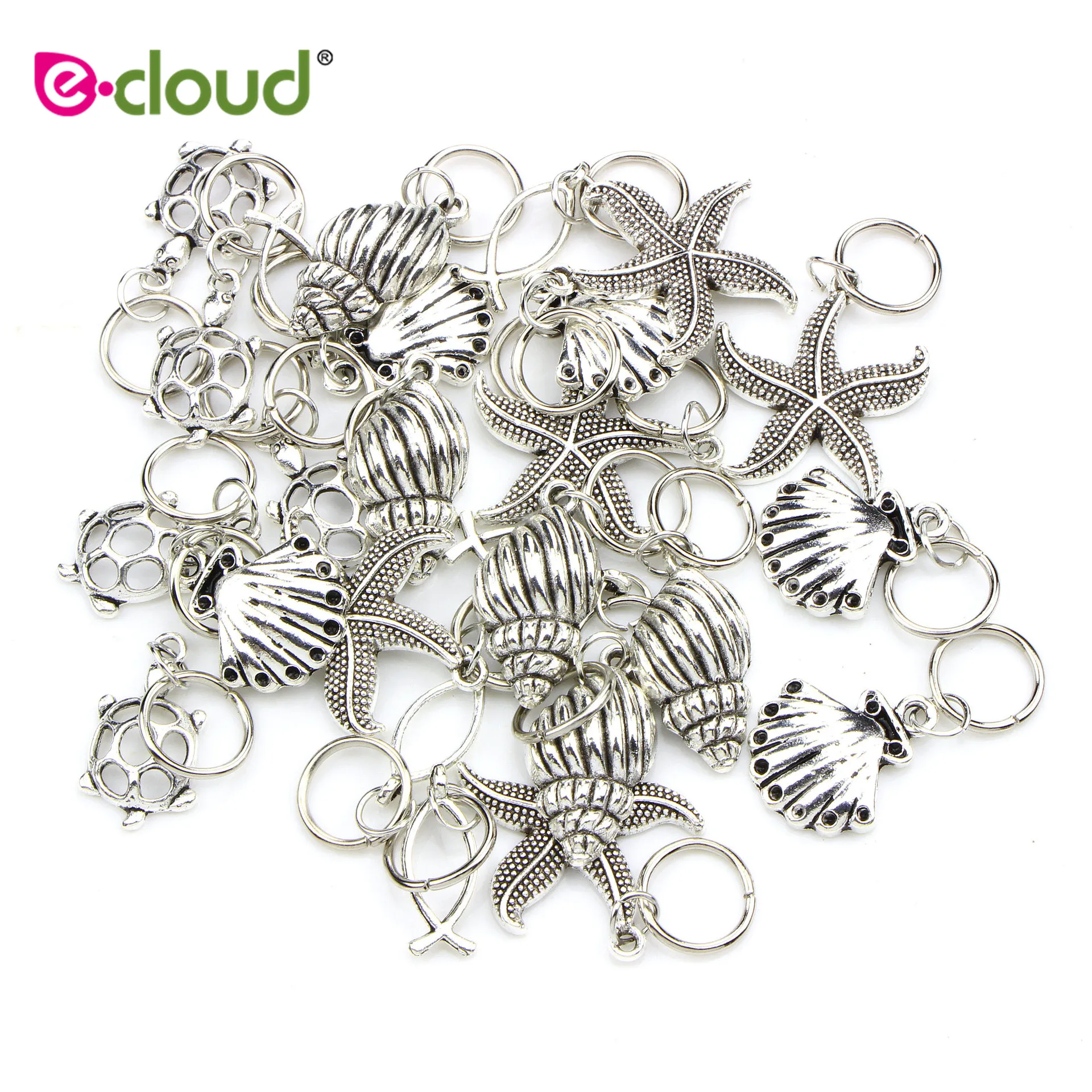 50Pcs Sliver Color Dreadlocks Beads Hair Braid Rings Clips DIY Braiding Metal Cuffs Jewelry Pendants Hair Decoration Accessories 6