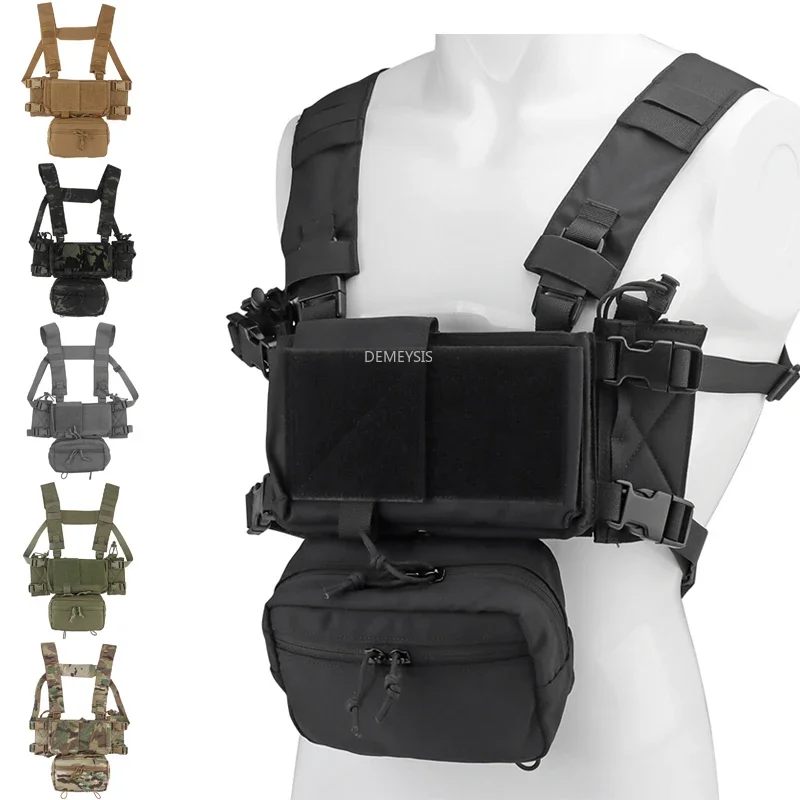 tactical-chest-rig-bag-radio-vest-con-556-9mm-mag-pouches-vest-rig-bag-gilet-da-caccia-funzionale-regolabile