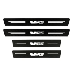 Premium Leather Carbon Car Door Sill Protector Stickers - Set of 4 (4Pcs For Vrs)
