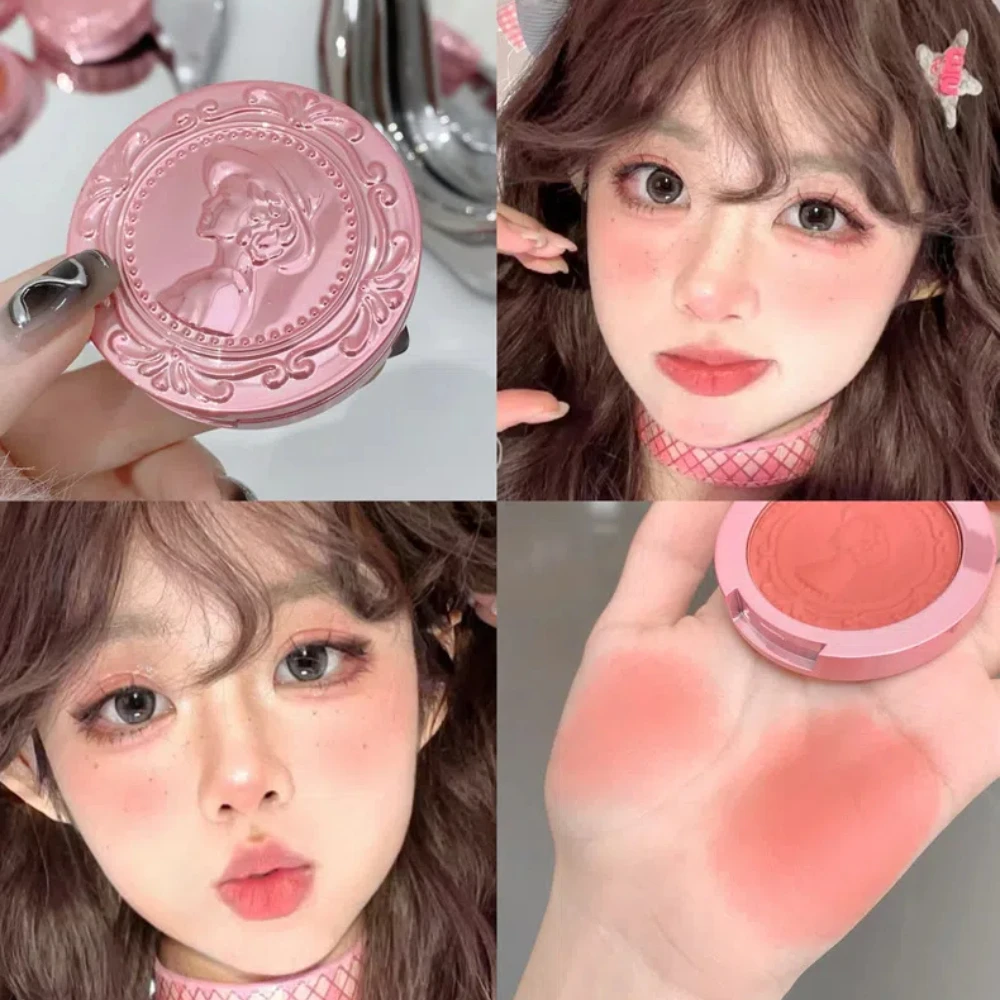 Embossed Blusher Palette Matte Natural Nude Pink Red Rouge Contour Waterproof Long Lasting Cheek Tint Facial Makeup Cosmetics 6