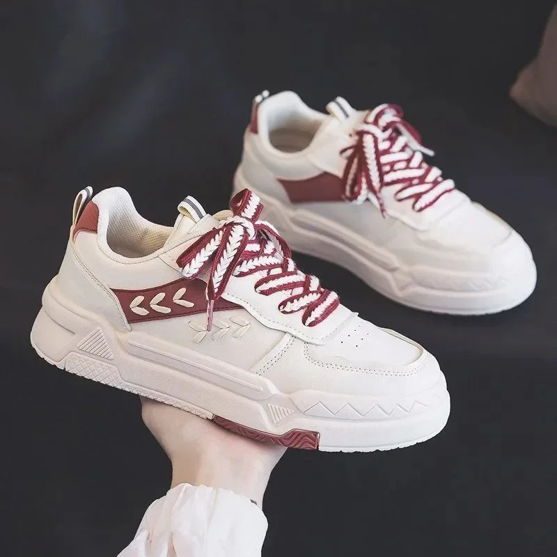 New Fashion White Women Sneakers Thick Bottom Walking Sports-Shoes Girls Trends Lace Up Casual Sneaker Women's Vulcanized Shoes