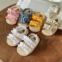 Baby Girls Sandals Ruffle Bowknot Premium Soft Sole Anti-Slip Open Toe Breathable Summer Outdoor First Walker Shoes Baby Sandals 1