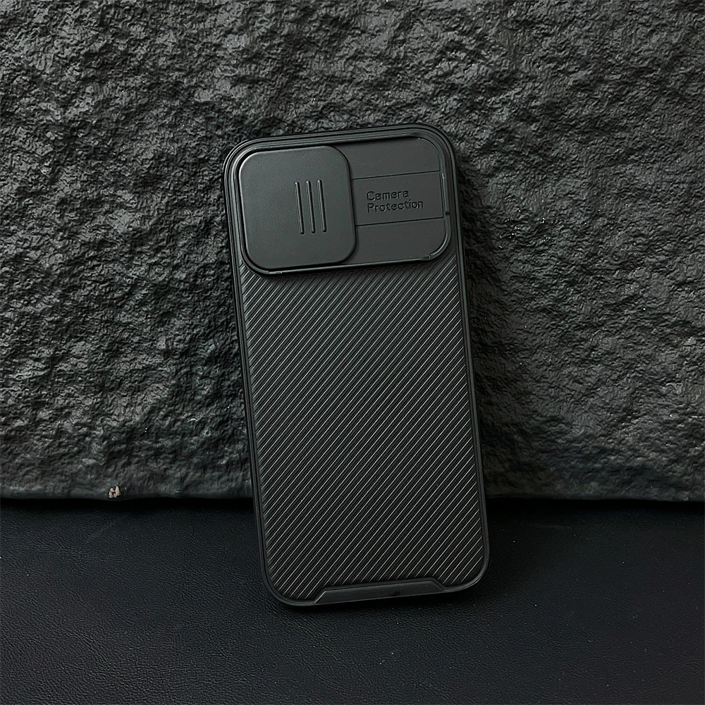 Luxurious Magnetic Armor Case with Sliding Camera Cover and Wireless Charging Compatibility
