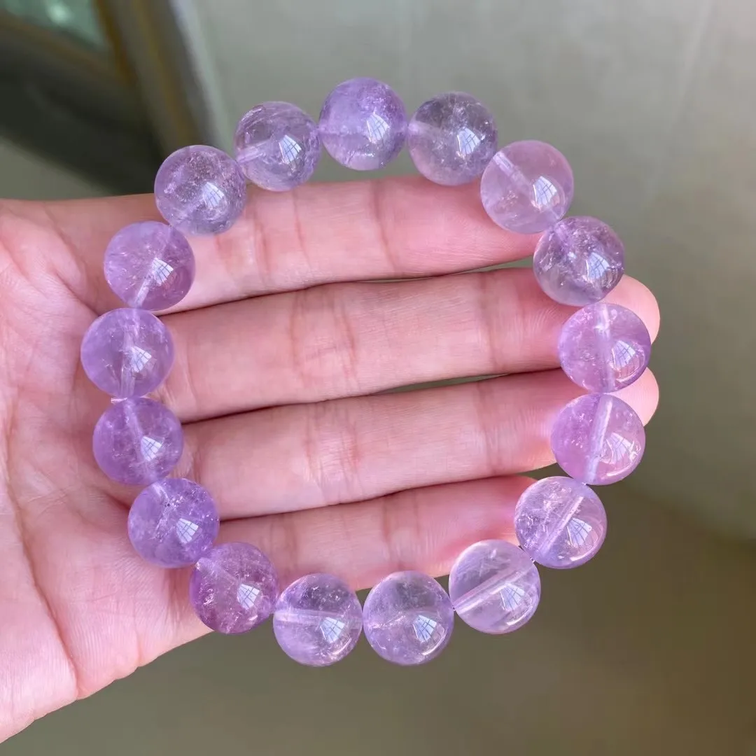 

11mm Natural Lavender Amethyst Bracelet Jewelry For Women Men Gift Rare Gemstone Purple Crystal Stone Clear Beads Strands AAAAA
