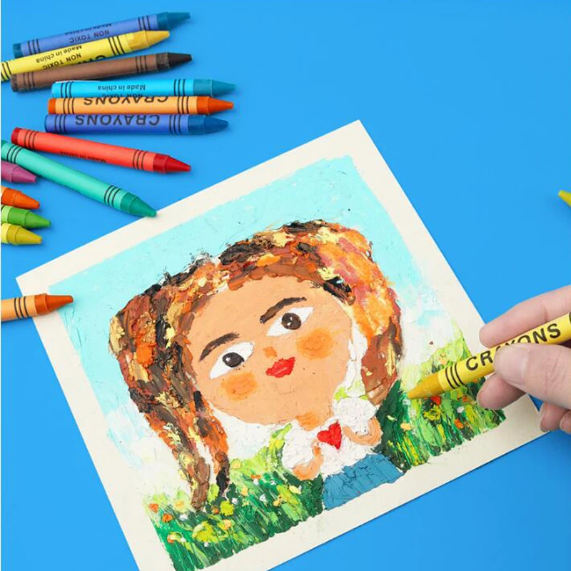 Colored Crayons 6-8 Colors Round Non Toxic Sticks Brushes Oil Painting Sticks Art Set Stationery School Supplies Kids colored crayons oil painting sticks