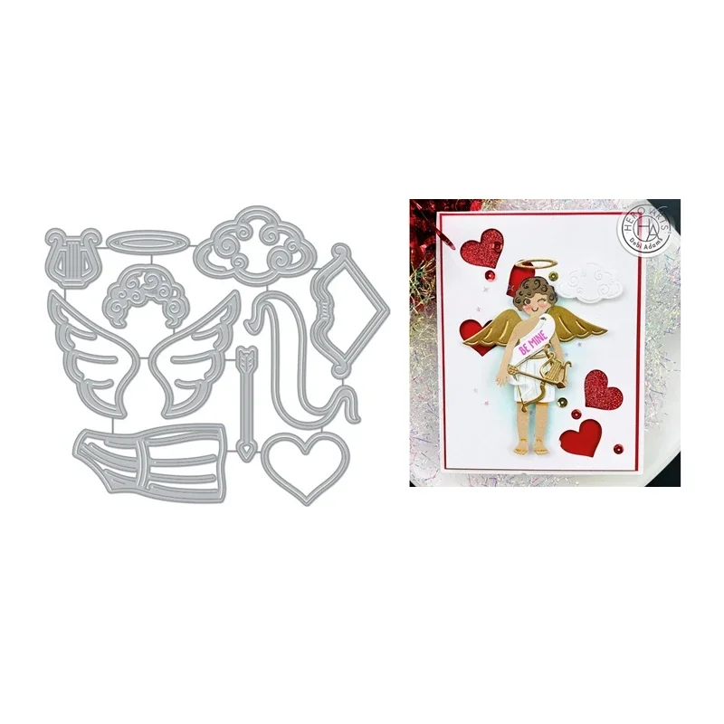 

Новинка 2024, пресс-формы в виде Купидона на День святого Валентина, Скрапбукинг для бумаги, сердечки, любовь, рамка для тиснения, карточки, ремесло, без прозрачных штампов