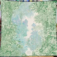 Autumn Winter New Style 130cm Silklike Women's Outdoor Travel Shawl Warm Scarf Large Square Fashionable Floral Jungle Plant D...