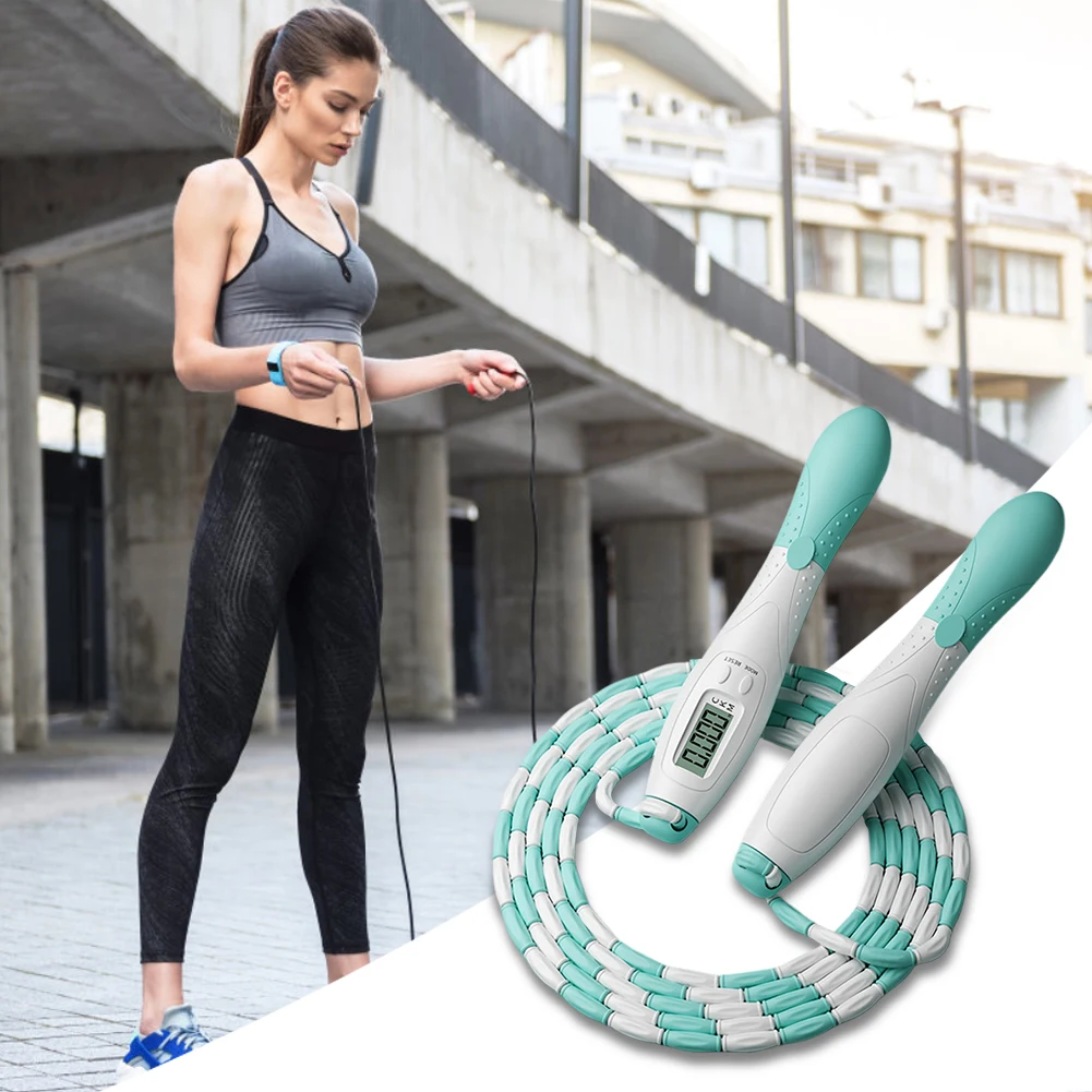 Beaded Jump Rope Skipping Rope Counter Jump Adjustable Length Plastic Segmented for Kids Adults