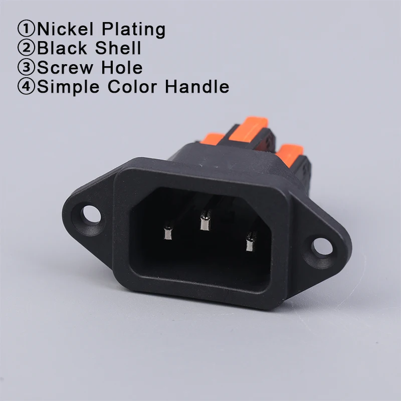 Quick Connect IEC C14 3-Pin Power Supply Socket, 250V 10A, Easy Install