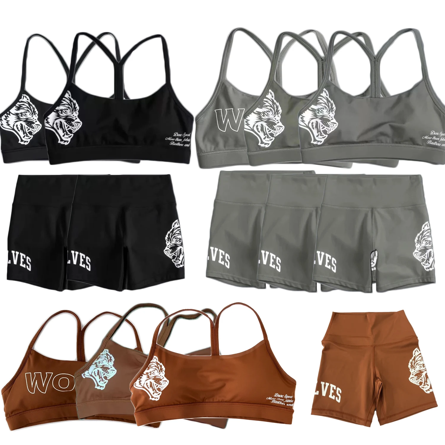 Darc Women Suits Sport Wolves Bra Darksport Gym Fitness Shorts Push Up Tank Top Fashion Cross Women Yoga Elastic Set