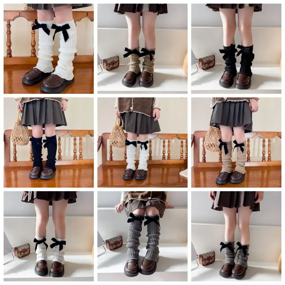 Scaldamuscoli A Nastro Con Fiocco In Stile Giapponese Harajuku Balletcore Calzini Per Gambe Per Bambini Lolita Calze Lunghe Coprigambe Lavorato A Magl