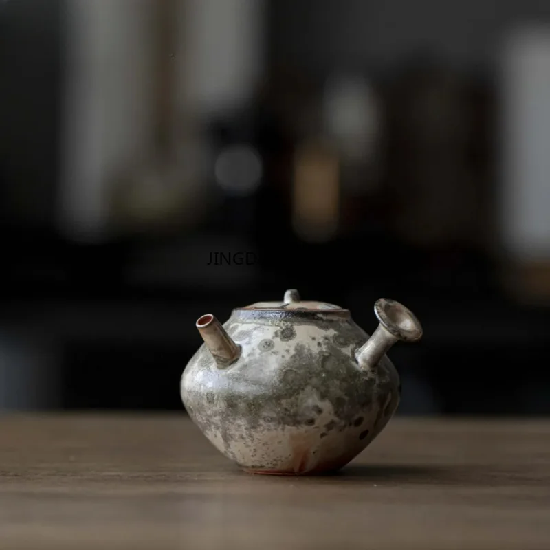 Ceramic Japanese ink wood fired porcelain teapot retro side handle tea set oolong tea set accessories