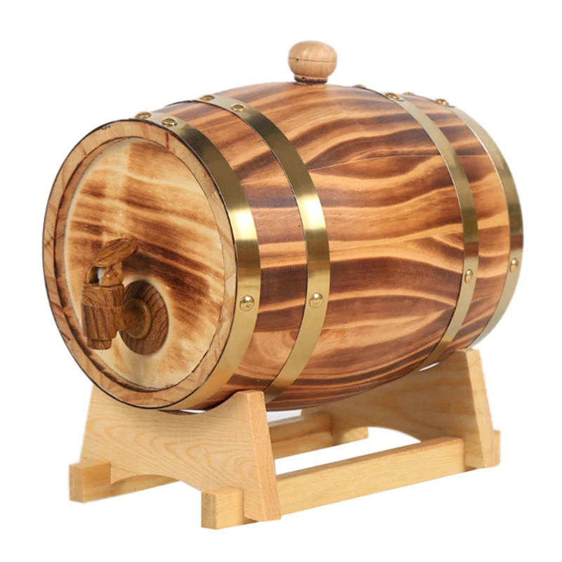 

Oak Barrel, 1.5 L / 3 L Oak Storage Barrel Built-in Foil Liner to Store Your Own Whiskey, Beer, Wine, Bourbon, Brandy,C