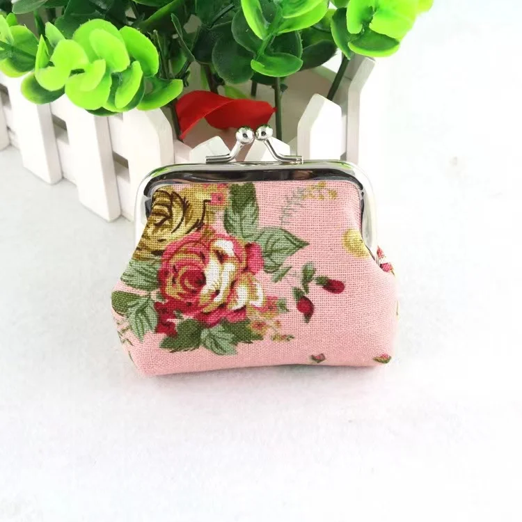 Flower Printed Canvas Wallet Card Holder