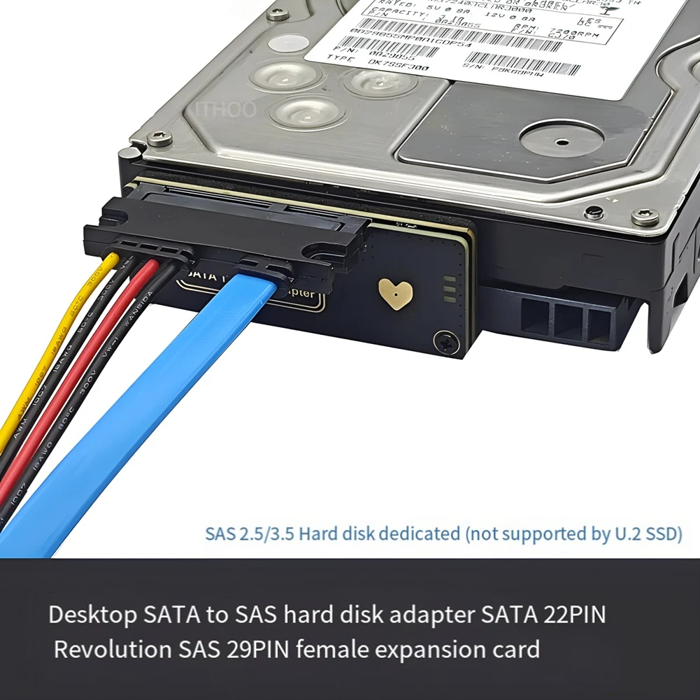 SATA to SAS HDD 어댑터 카드 6Gbps SATA 3.0 22핀 to SAS 29핀 확장 카드 (SAS 2.5/3.5인치 하드 디스크 SSD용)