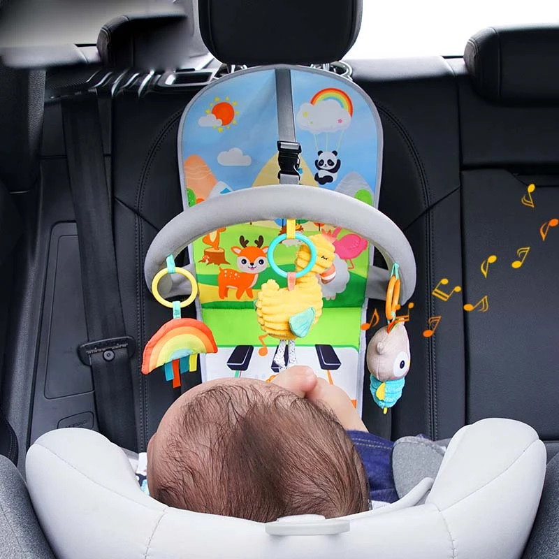 Car Seat Toys for Baby Pedal Piano Adjustable Car Seat Activity Arch