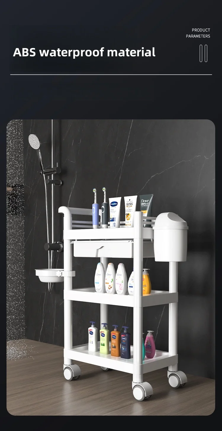 Barbershop Trolley with Wheels Multi-Layer Storage Rack High Load Capacity Durable 360°Rolling Workbench for Salon Spa Tattoo