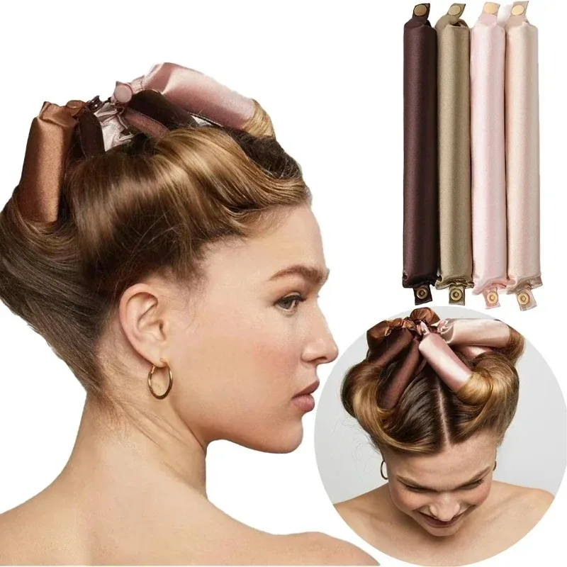3/4pcs Heatless Hair Curlers Satin Curling Rod Headband No Heat Silk Curls Lazy Hair Rollers Soft Curler In Styling Tools