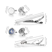 4 Sets Tie Clips & Cufflinks Set With Box Wedding Guests Gift Man Shirt Cufflink Pisa Ties For Men Luxury Men's Gift For Husband 3