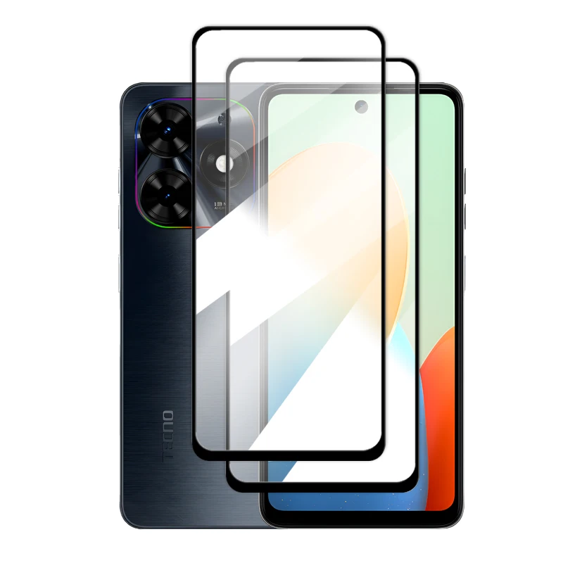 2Pcs For Tecno Pop 8 Tempered Glass 6.6 inch 2.5D Full Cover Glass Tecno Pop 8 Screen Protector For Tecno Pop 8 Protective Film