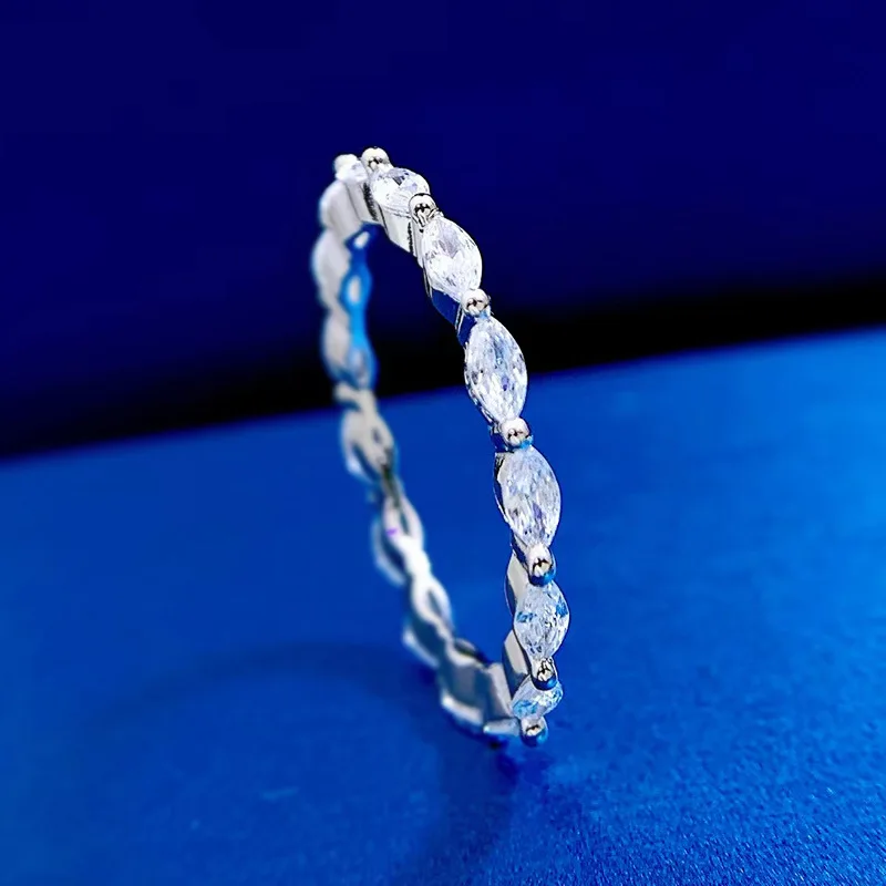 

2023 New Simple Ring S925 Silver Ring Band Horse Eyes Diamond Ring Ins Style One Piece Shipping