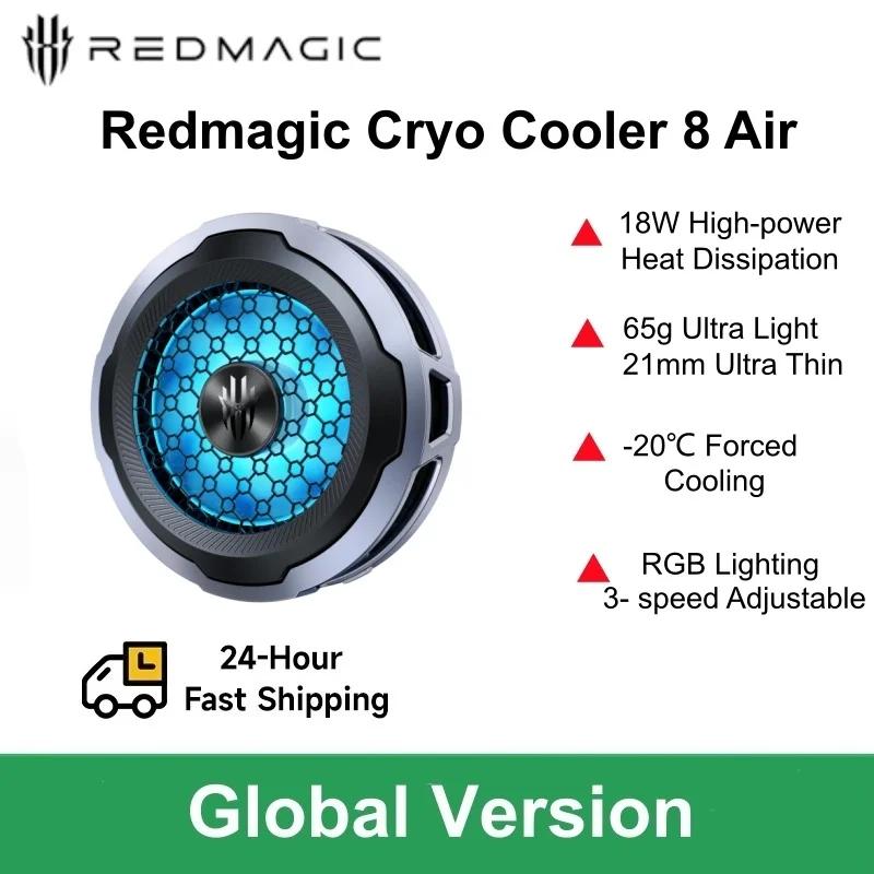Refroidisseur magnétique pour téléphone Redmagic Cryo 8 Air : 65 g, ultra-fin (21 mm), silencieux (30 dB), refroidissement par semi-conducteurs jusqu’à -20 °C._voghion.com