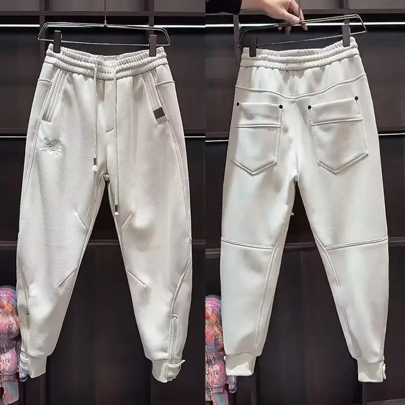 Men's Sweatpants Solid Loose Fit Mens Sweatpant Autumn Fashion Khaki Joggers Pants Unisex Elastic Waist Track Male Trouser 2025 2