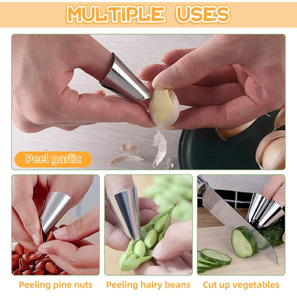 Finger guard 1/3Pcs Stainless Steel Finger Guard Anti-cut Finger Guard Safe Vegetable Cutting Hand Protecter Kitchen Gadgets Accessories
