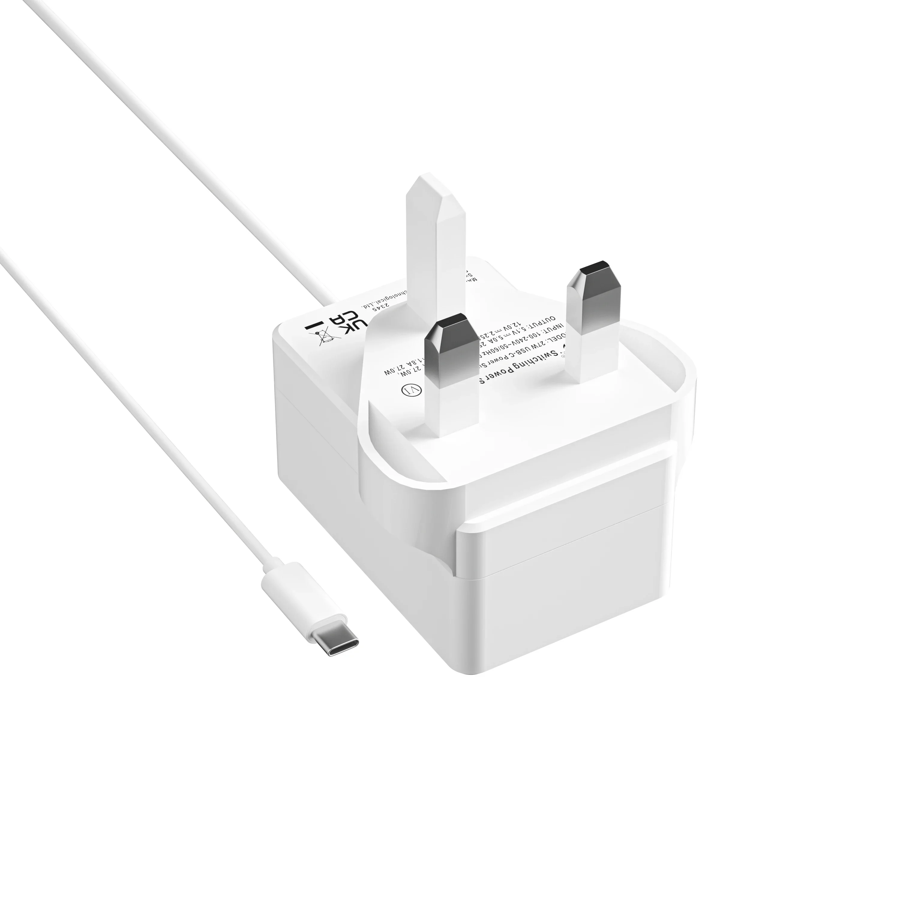27W USB-C Power Supply 5.1V 5A Compatible for PD Charging UK Plug for Raspberry Pi 5