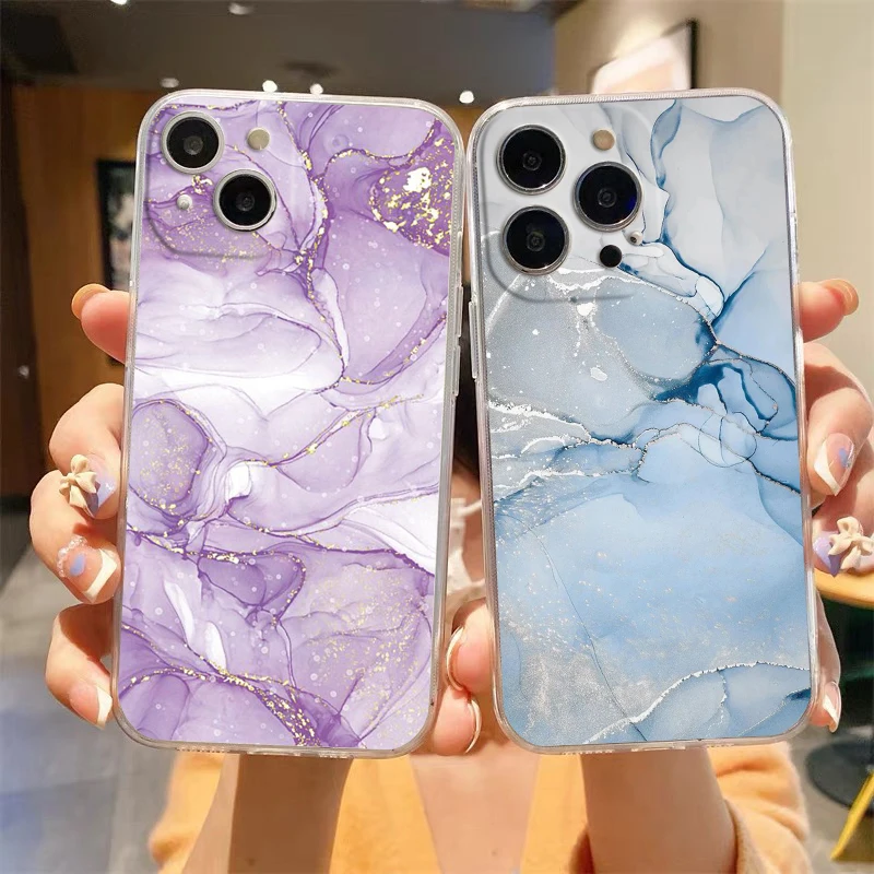 Elegant Marble Transparent Shockproof Silicone Phone Case