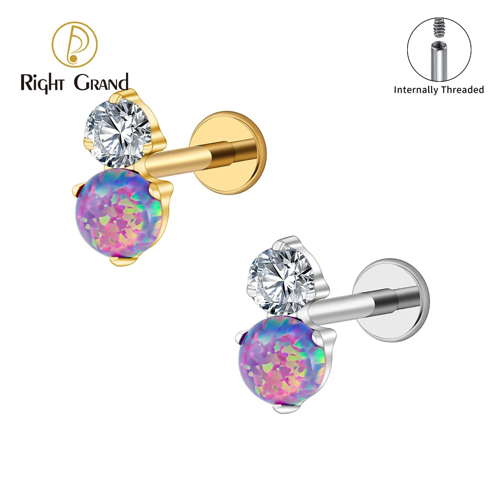 PIERCINGLINE Labret De Titanio Con Gota De Cristal | Piercing Para Labio, Nariz, Oreja (Hélix, Tragus) | Hipoalergénico Y Elegante