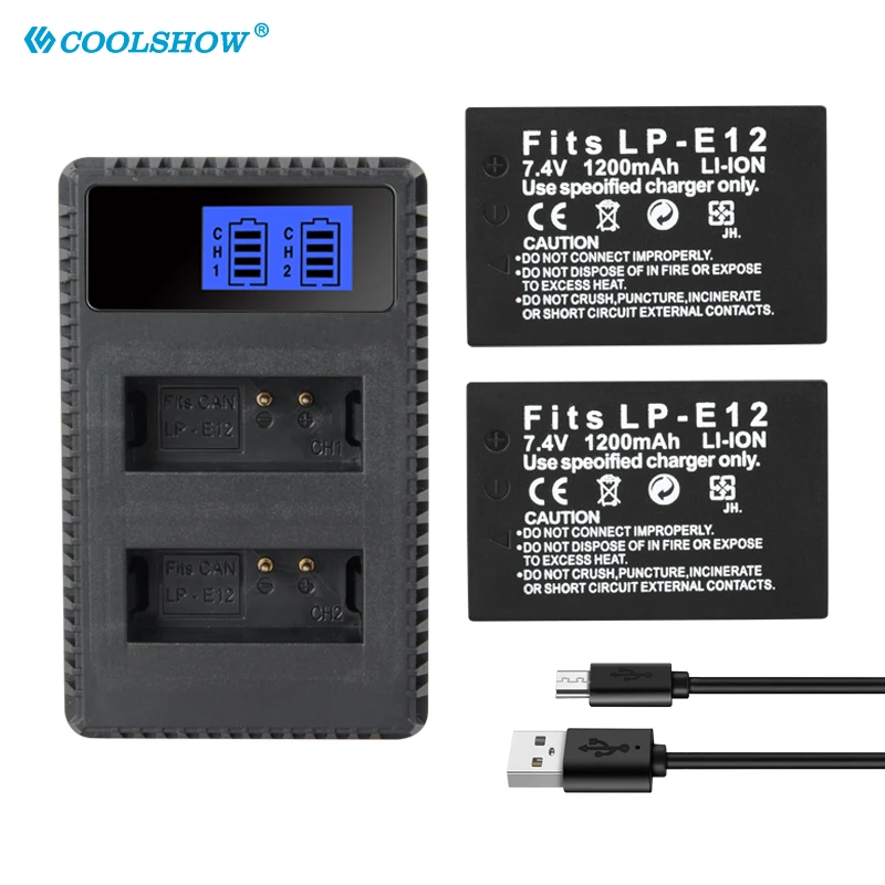 Lp-E12 Lp E12 Batteria Per Fotocamera Per Canon Eos M M10 M50 M100 100D Kiss X7 Eos Rebel Sl1 Lpe12 Caricabatterie 1200Mah
