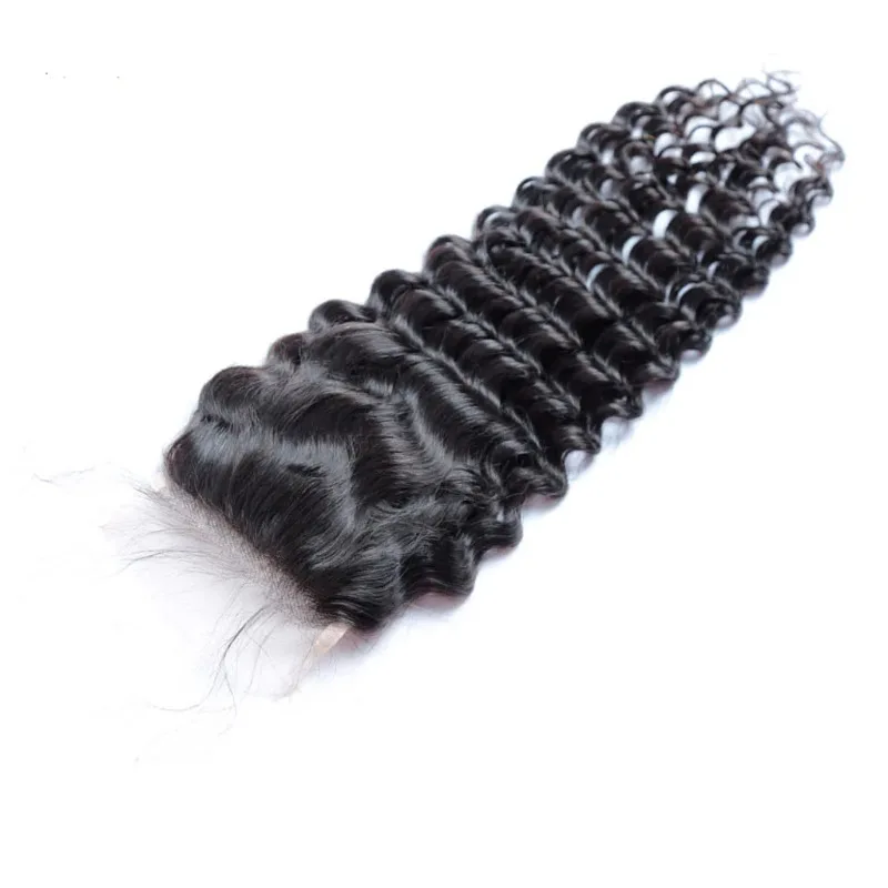 Deep Wave 4x4 Lace Closure Human Hair Pre-Plucked Natural Color Brazilian Virgin Hair Transparent Lace Closure For Women