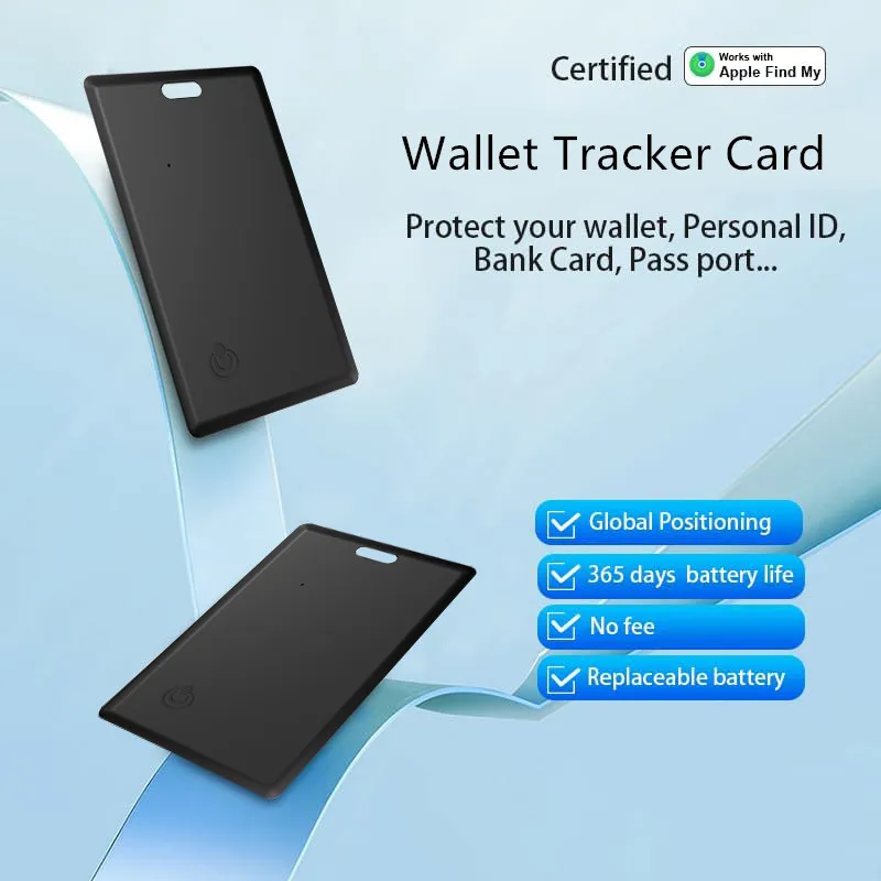 Slim Wallet Bluetooth Smart Tracker Card - Item Finder for Wallets & Keys, Compatible with Find My App