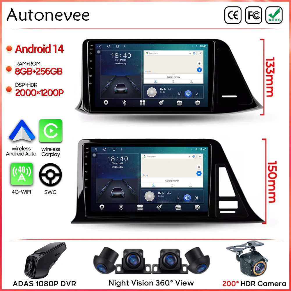 Car Radio Carplay For Toyota C-HR CHR GPS Navigation Multimedia Player Android Auto Screen 4G Wifi Video No 2din DVD car multimedia player car radio wireless carplay wireless carplay adapter smart carplay box